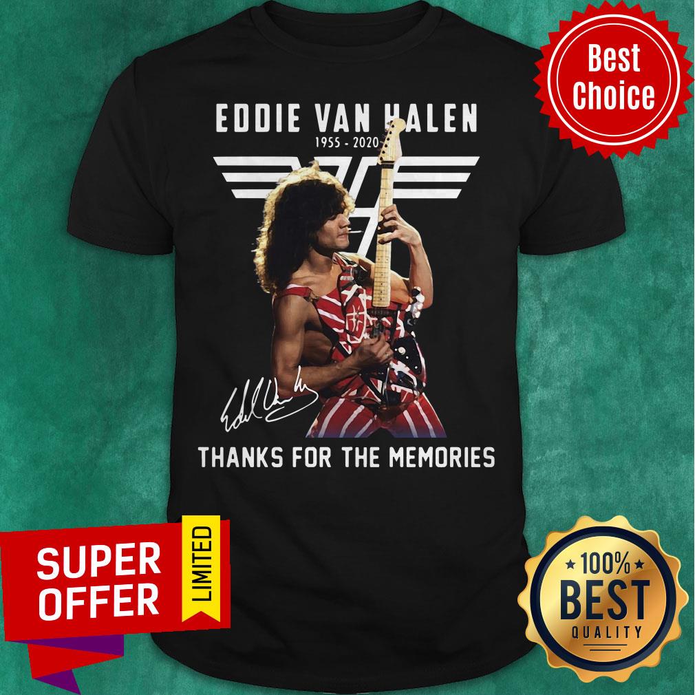 Eddie Van Halen 1955-2020 Thanks For The Memories Signature Tee Shirt