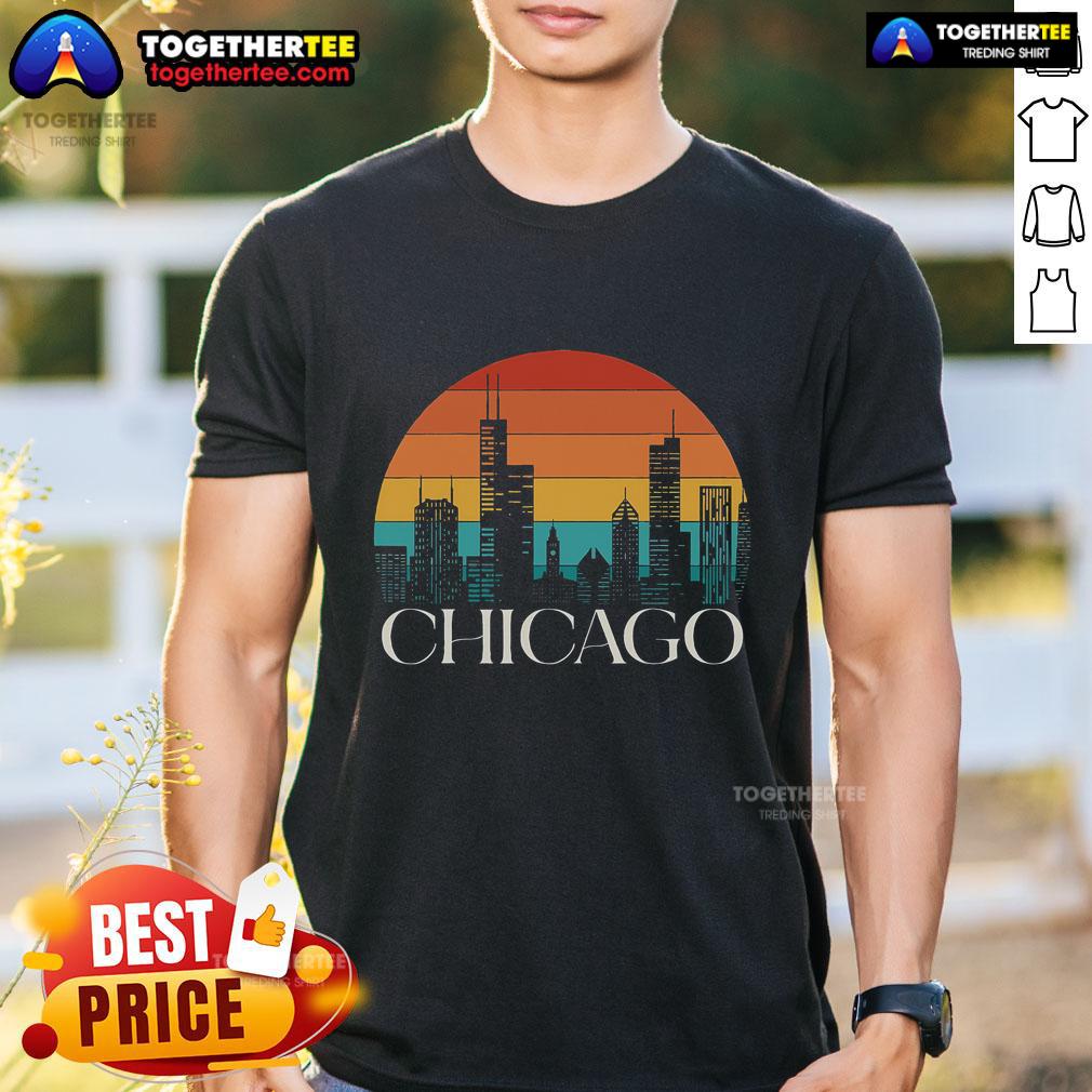 Top Chicago City Illinois Gift Skyline Vintage Jersey Flag T-Shirt