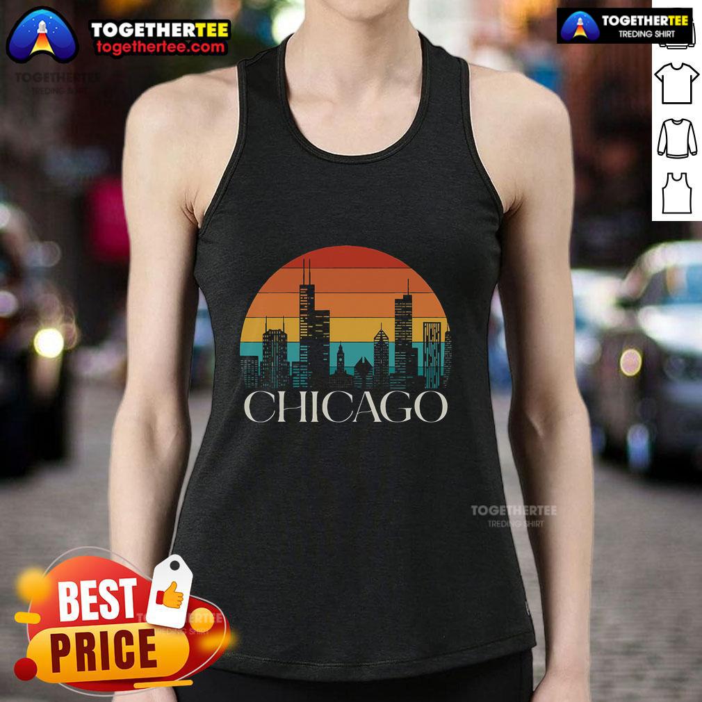Top Chicago City Illinois Gift Skyline Vintage Jersey Flag T-Shirt - Image 4