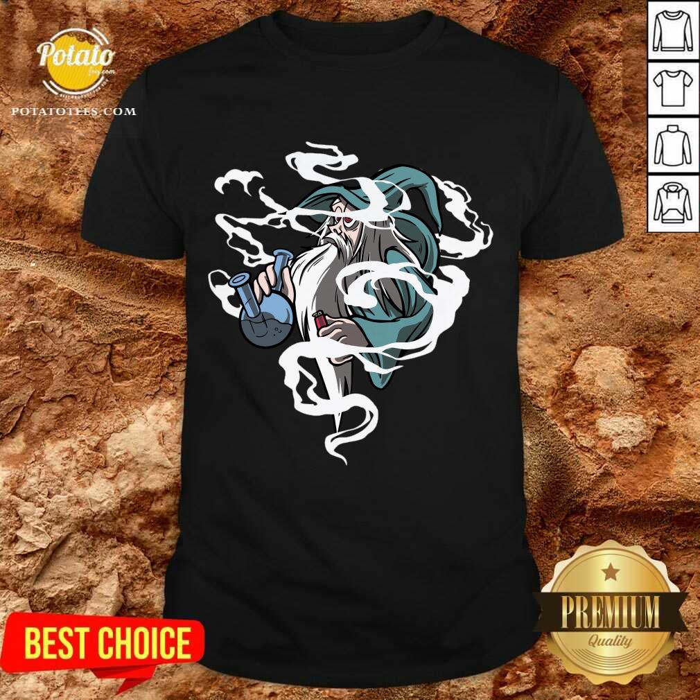 Top Cartoon Wizard Smoking Bong Shirt
