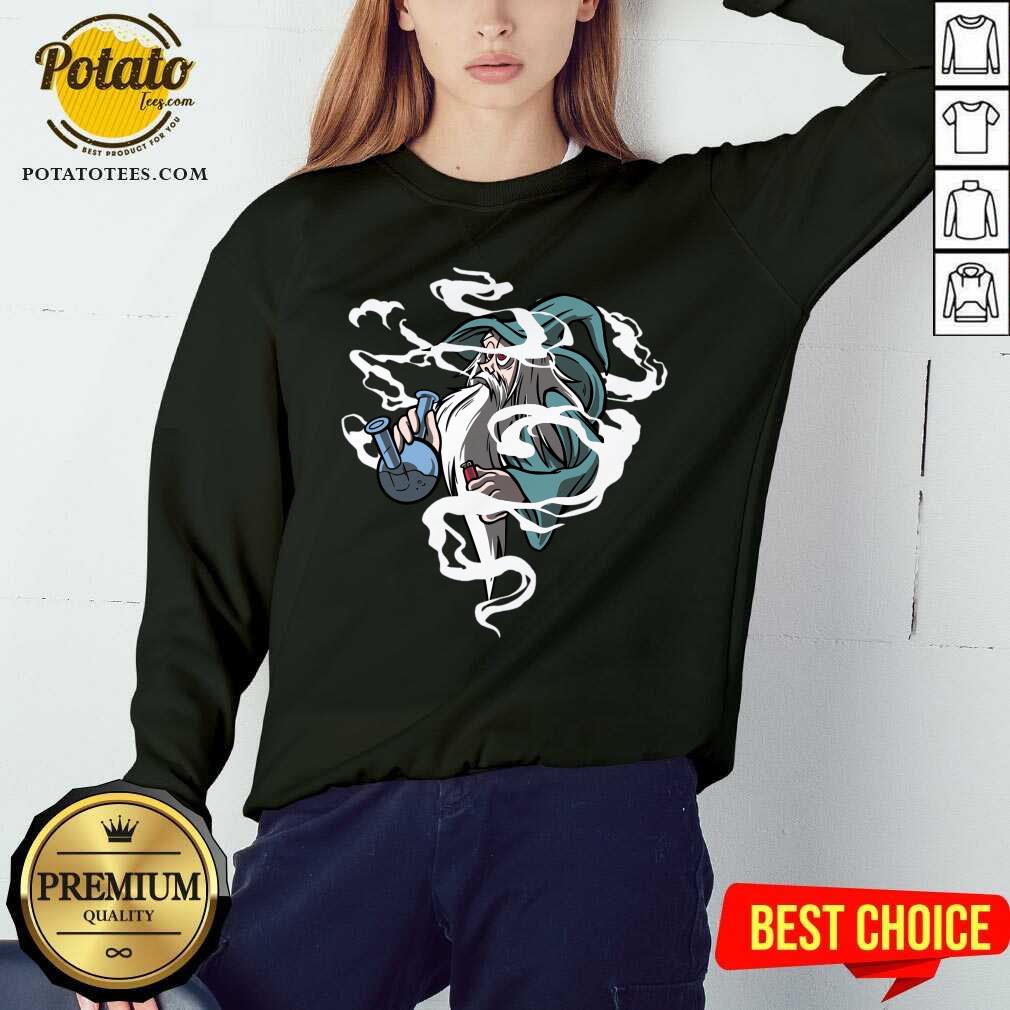 Top Cartoon Wizard Smoking Bong Shirt - Image 3