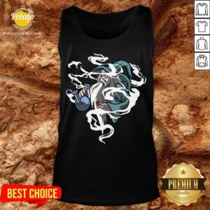 Alternative view of Top Cartoon Wizard Smoking Bong Shirt