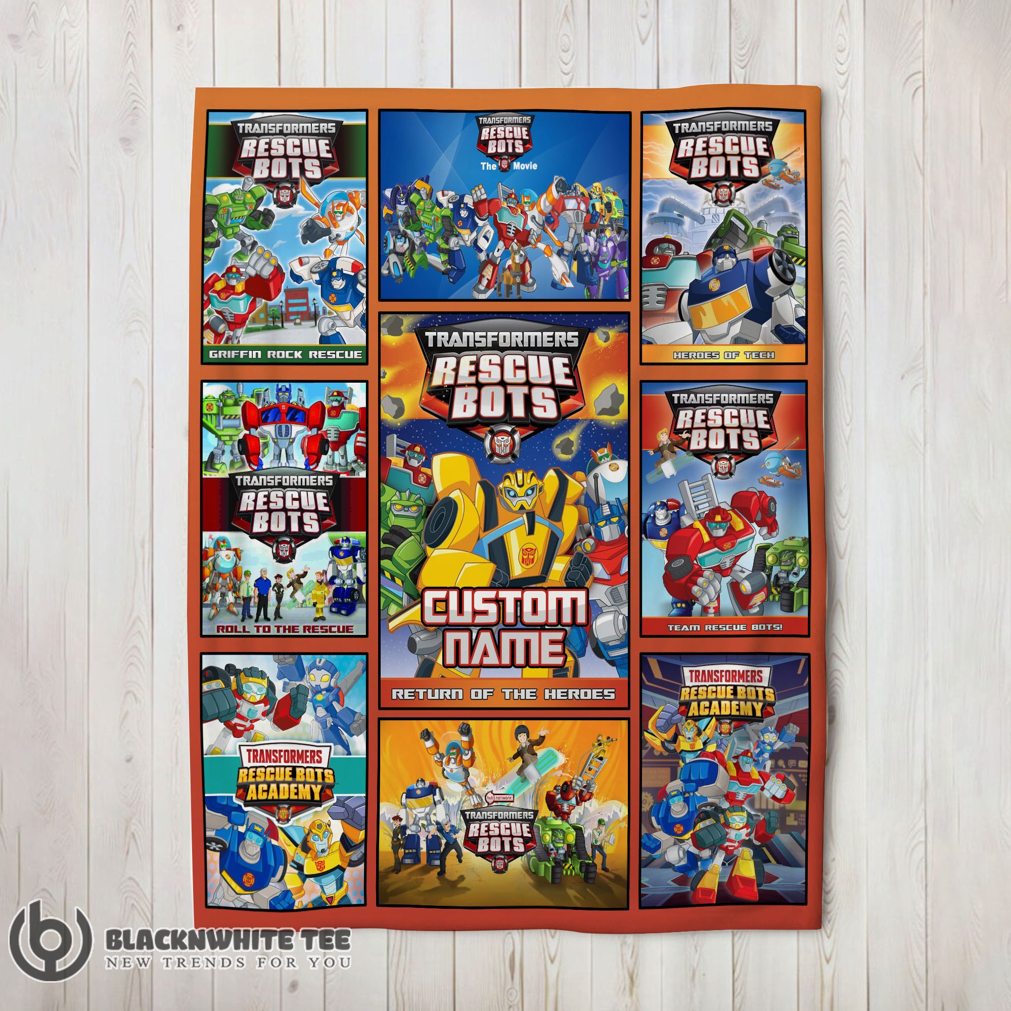 Official Premium Transformer Rescue Bots Collage Poster Blanket Fleece Customized Blanket