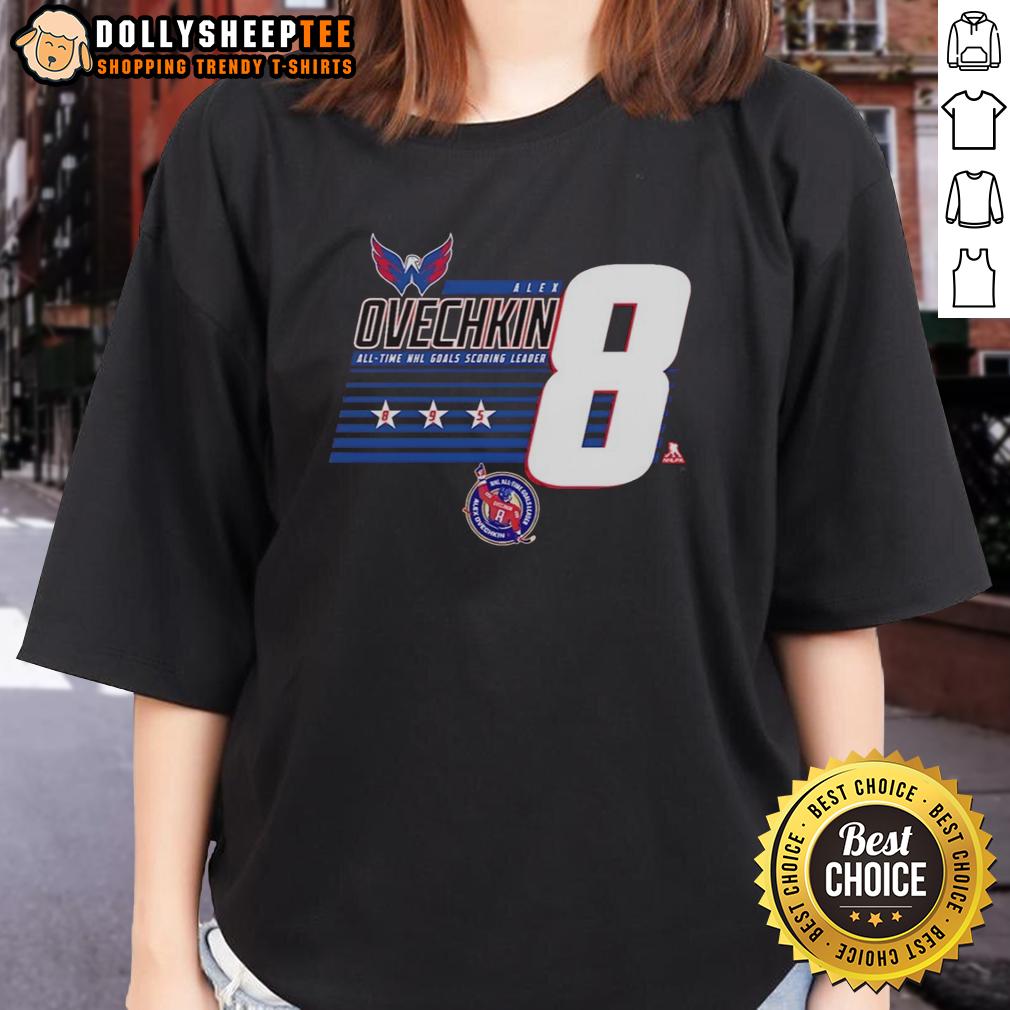 Awesome Alexander Ovechkin 8 Washington Capitals All-Time NHL Goals Scoring Leader T-Shirt - Image 3
