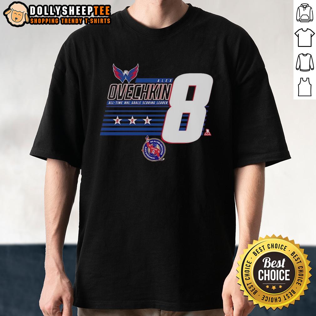 Awesome Alexander Ovechkin 8 Washington Capitals All-Time NHL Goals Scoring Leader T-Shirt