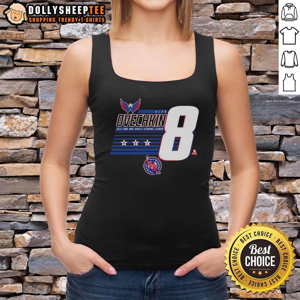 Awesome Alexander Ovechkin 8 Washington Capitals All-Time NHL Goals Scoring Leader T-Shirt - Image 4