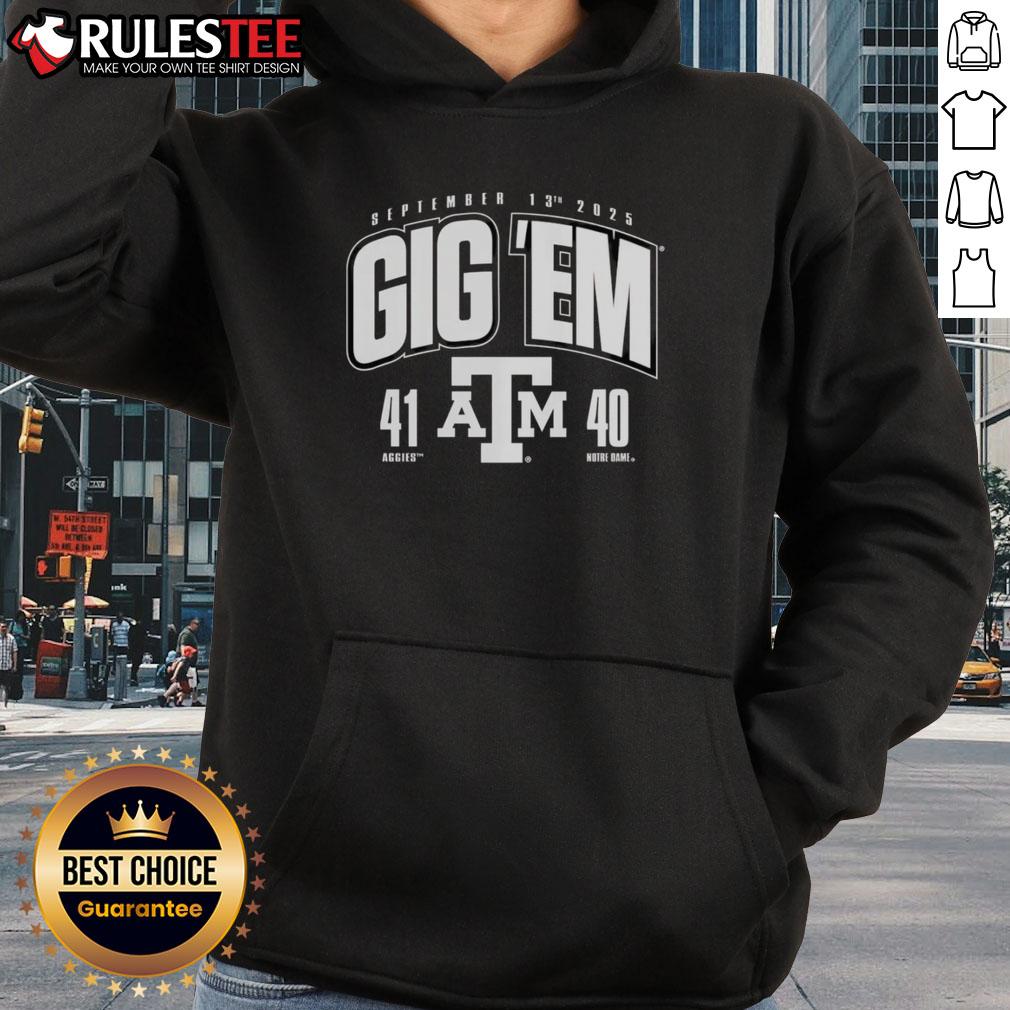 Good Gig 'Em Texas A And M Aggies Vs. Notre Dame Fighting Irish 2025 Score 41-40 T-Shirt - Image 2