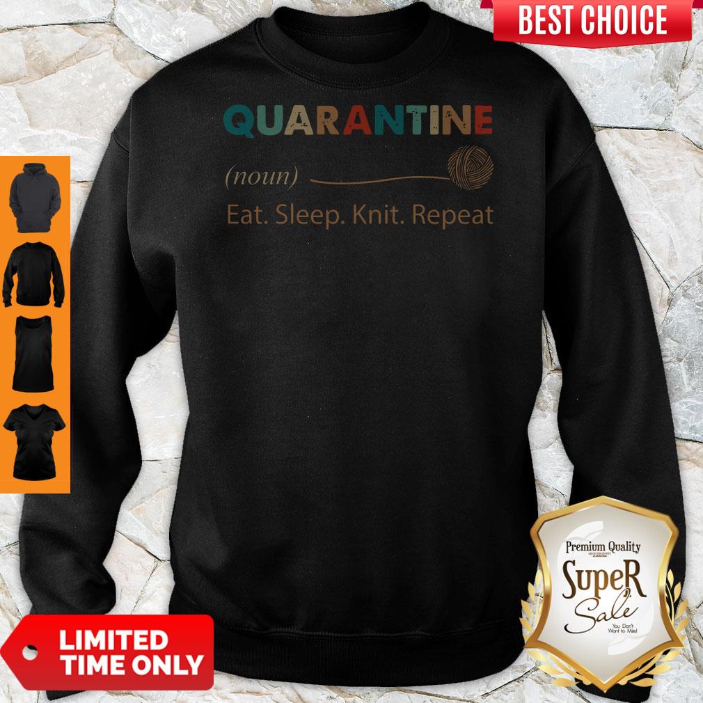 Official Quarantine Noun Eat Sleep Knit Repeat Shirt - Image 2
