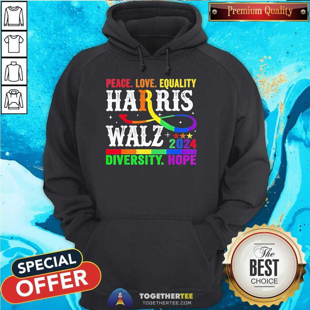 Good Kamala Harris Tim Walz 2024 Peace LGBT Harris Walz T-Shirt - Image 4