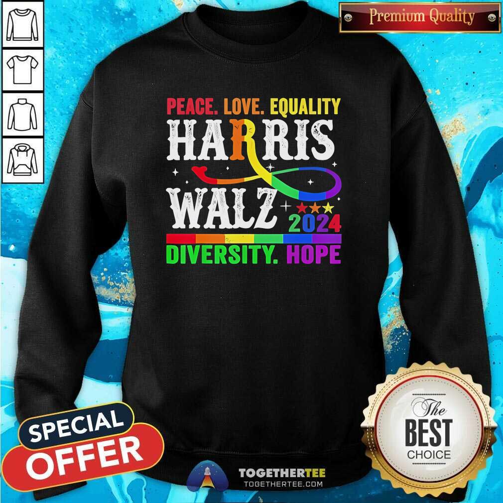 Good Kamala Harris Tim Walz 2024 Peace LGBT Harris Walz T-Shirt - Image 3