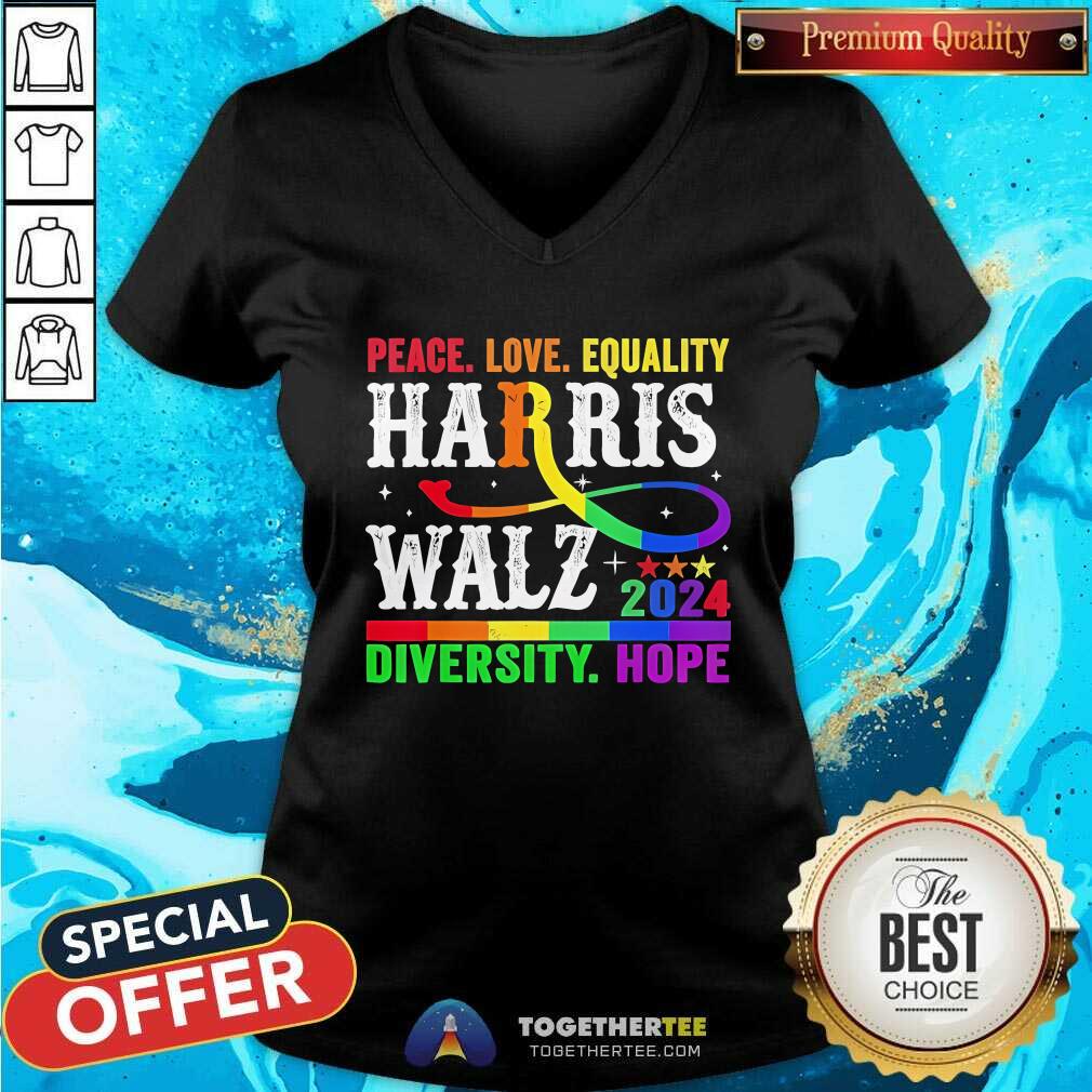 Good Kamala Harris Tim Walz 2024 Peace LGBT Harris Walz T-Shirt - Image 5
