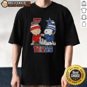Top Snoopy And Charlie Brown Texas Tech Red Raiders X Dallas Cowboys Skyline T-Shirt