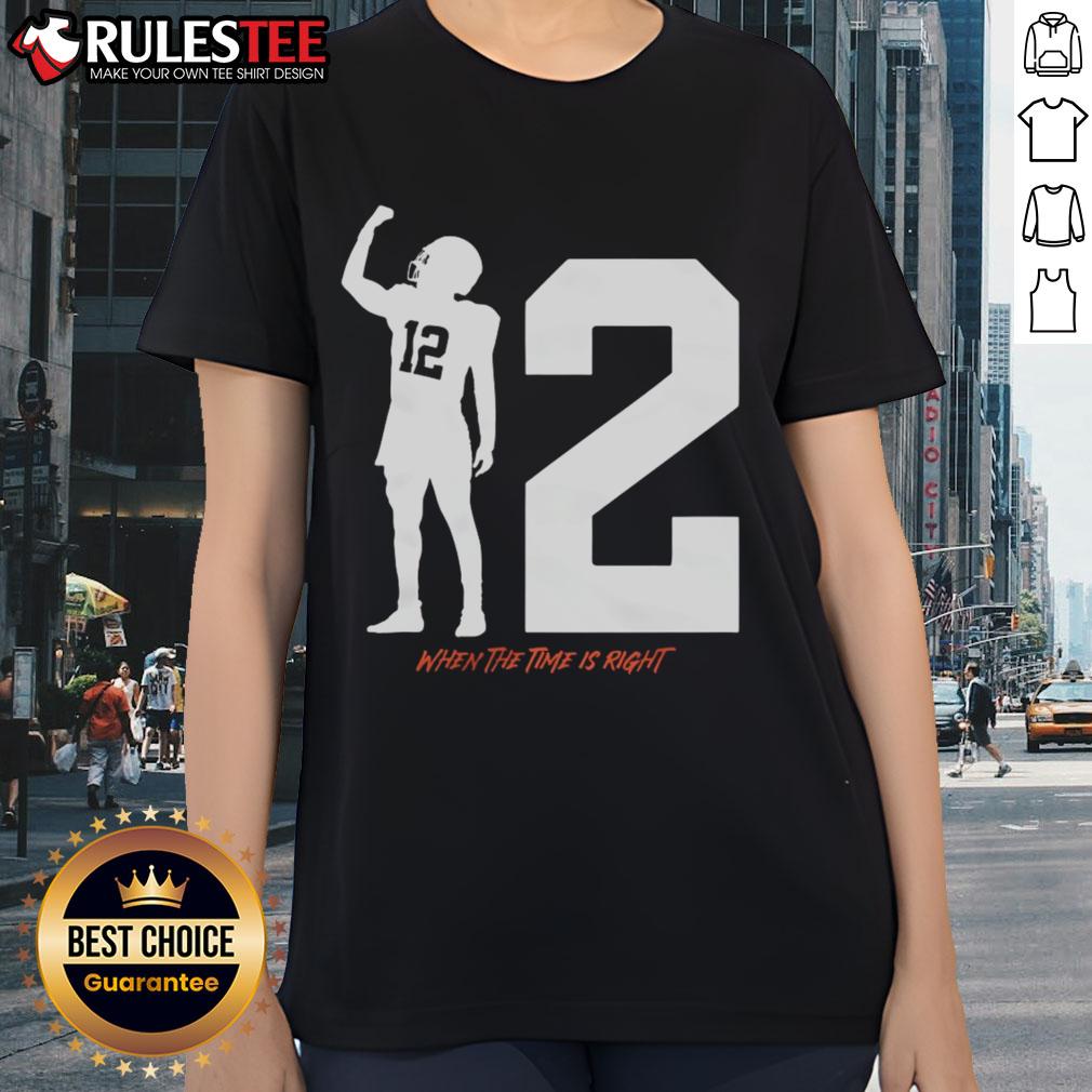 Awesome Shedeur Sanders Cleveland Browns #12 When The Time Is Right T-Shirt - Image 3