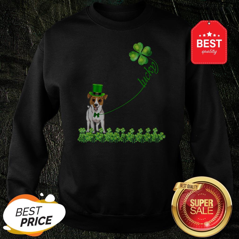Good Lucky Saint Jack Russell Terrier Dog Shamrock St Patrick Day Shirt - Image 3