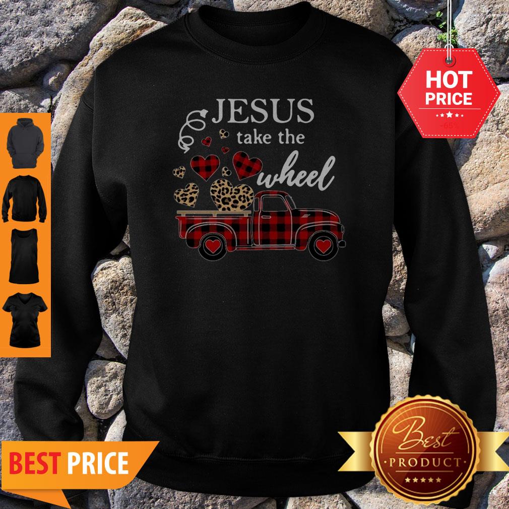 Leopard Truck Heart Jesus Take The Wheel Shirt - Image 4