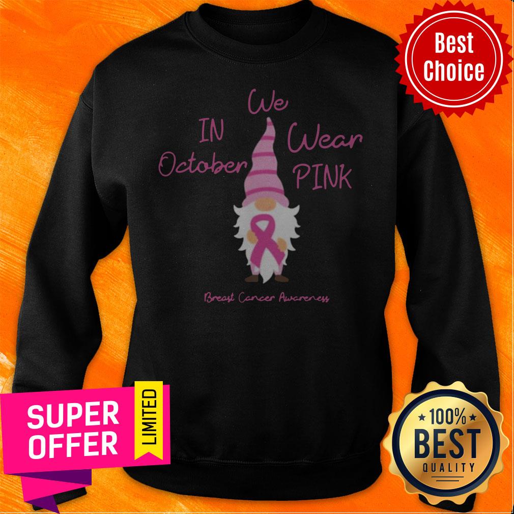 In October We Wear Pink Gnome Breast Cancer Dwarfs Shirt - Image 2