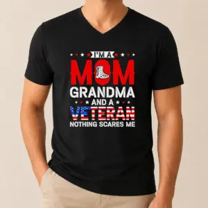 Alternative view of Funny I'm A Mom Grandma And A Veteran Nothing Scares Me USA Shirt
