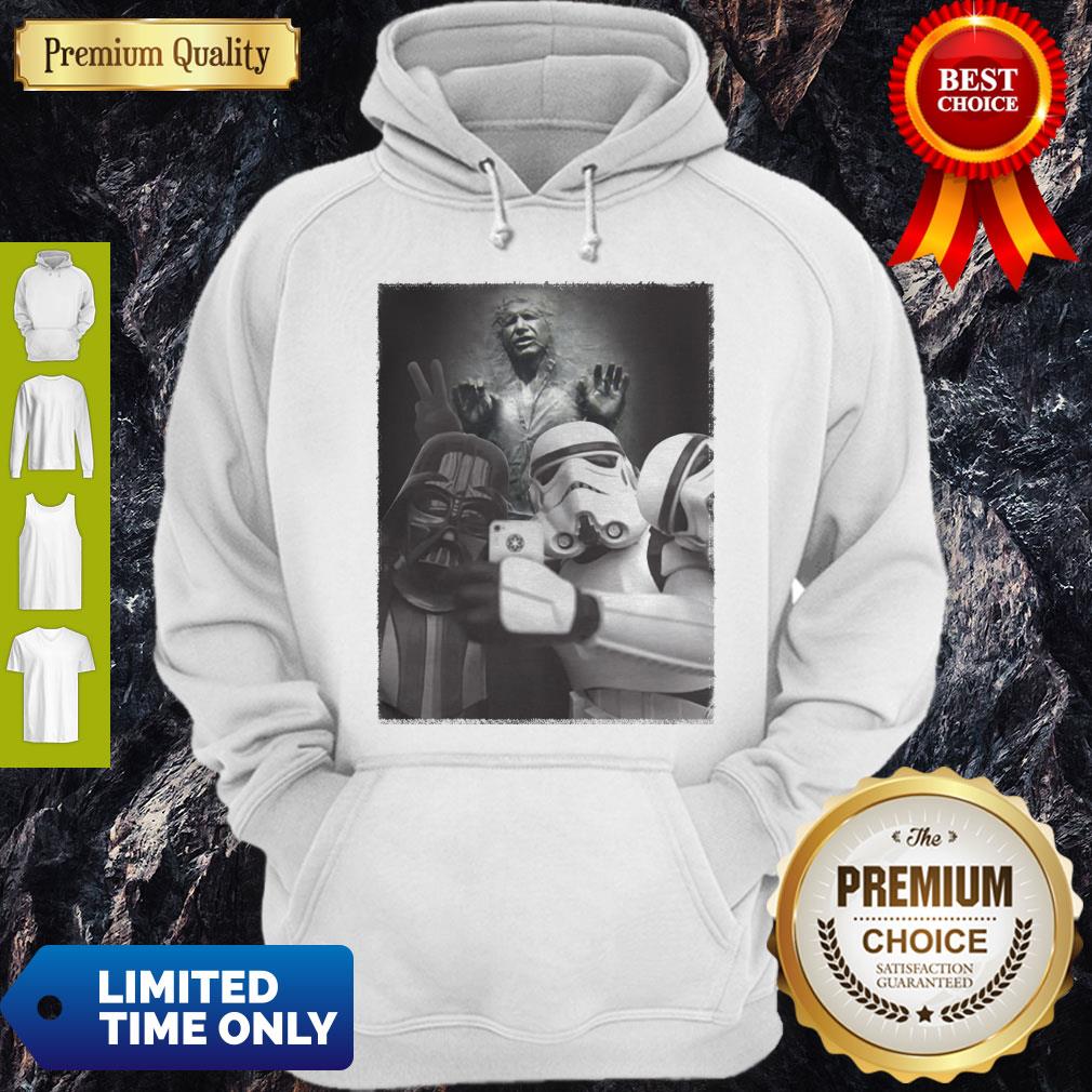 Star Wars Darth Vader And Stormtroopers Selfie Han Solo Frozen Carbonite Shirt - Image 2