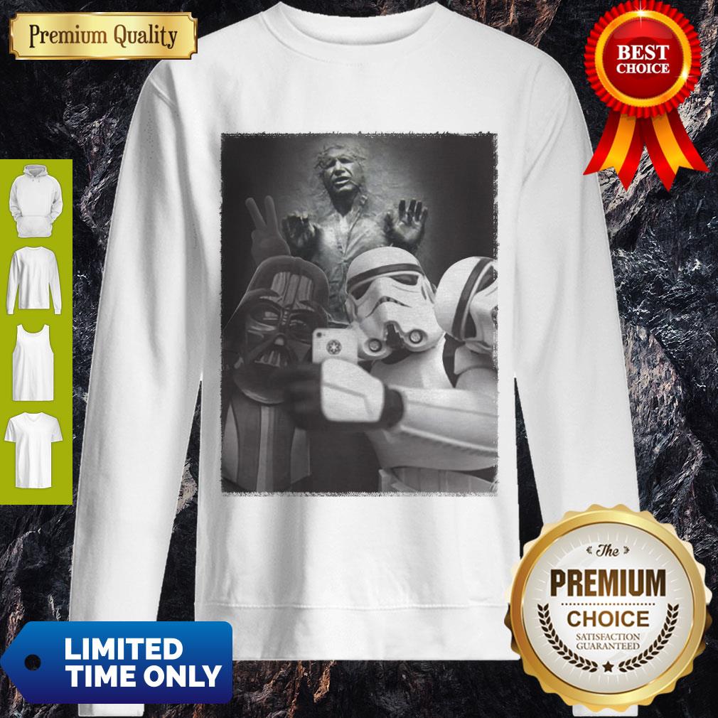 Star Wars Darth Vader And Stormtroopers Selfie Han Solo Frozen Carbonite Shirt - Image 3