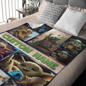 Alternative view of Good Star Wars Baby Yoda Collage Blanket Fleece Customized Blanket