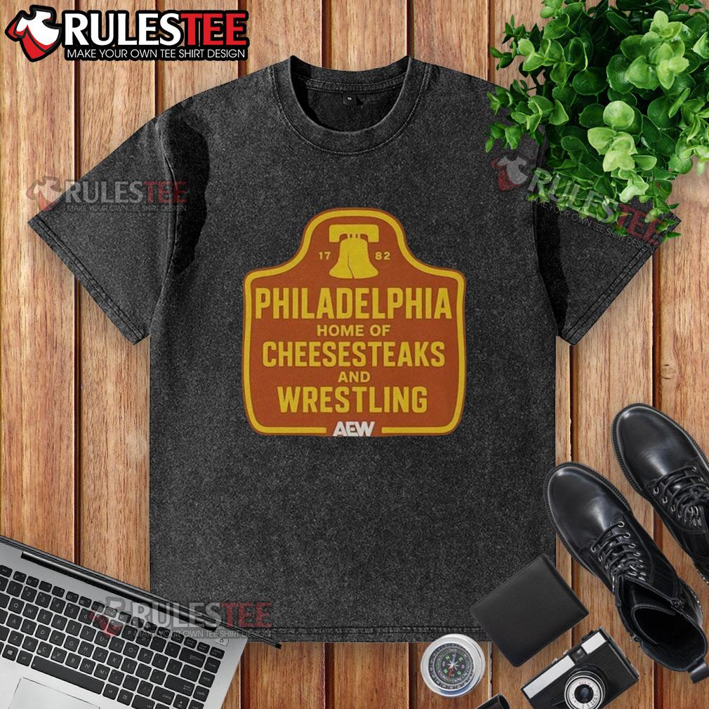 Awesome Philadelphia Home Of Cheesesteaks And Wrestling 1782 Vintage T-Shirt - Image 6