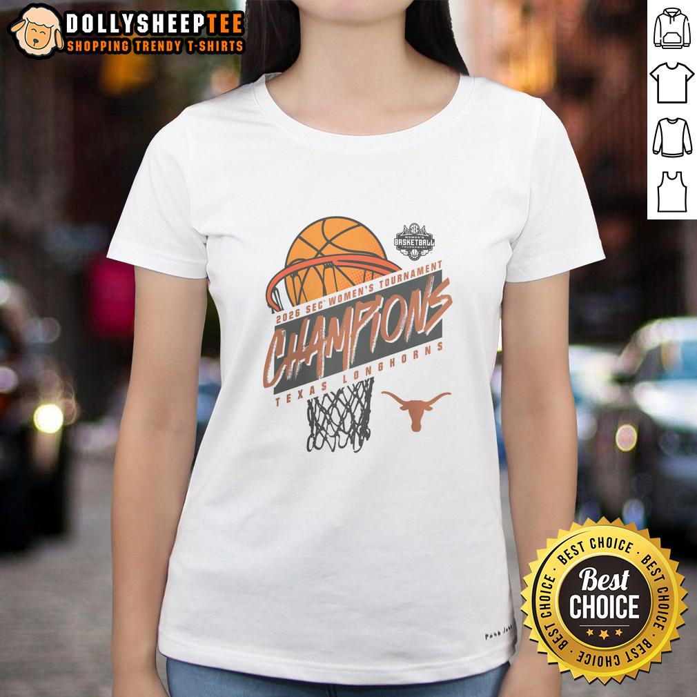 Hot Texas Longhorns 2026 SEC Women's Basketball Tournament Champions T-Shirt - Image 3