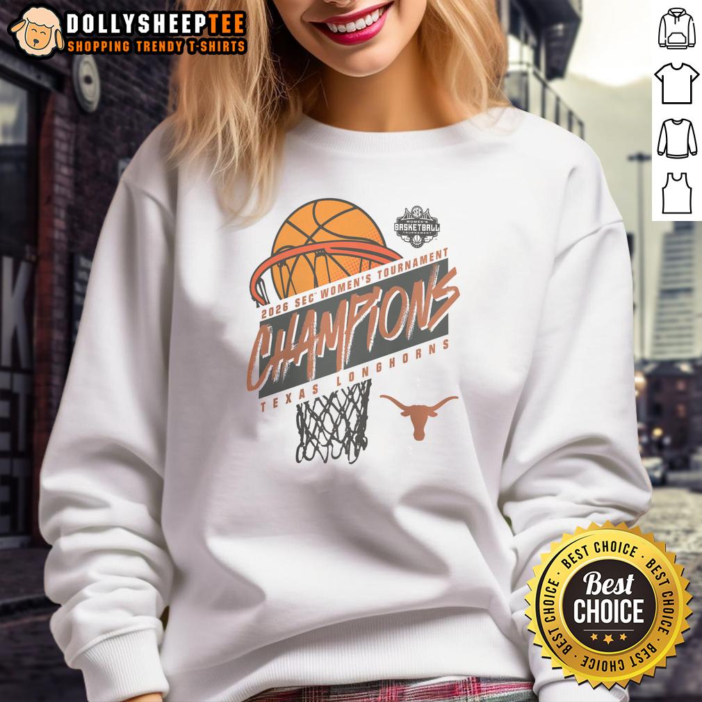 Hot Texas Longhorns 2026 SEC Women's Basketball Tournament Champions T-Shirt - Image 5