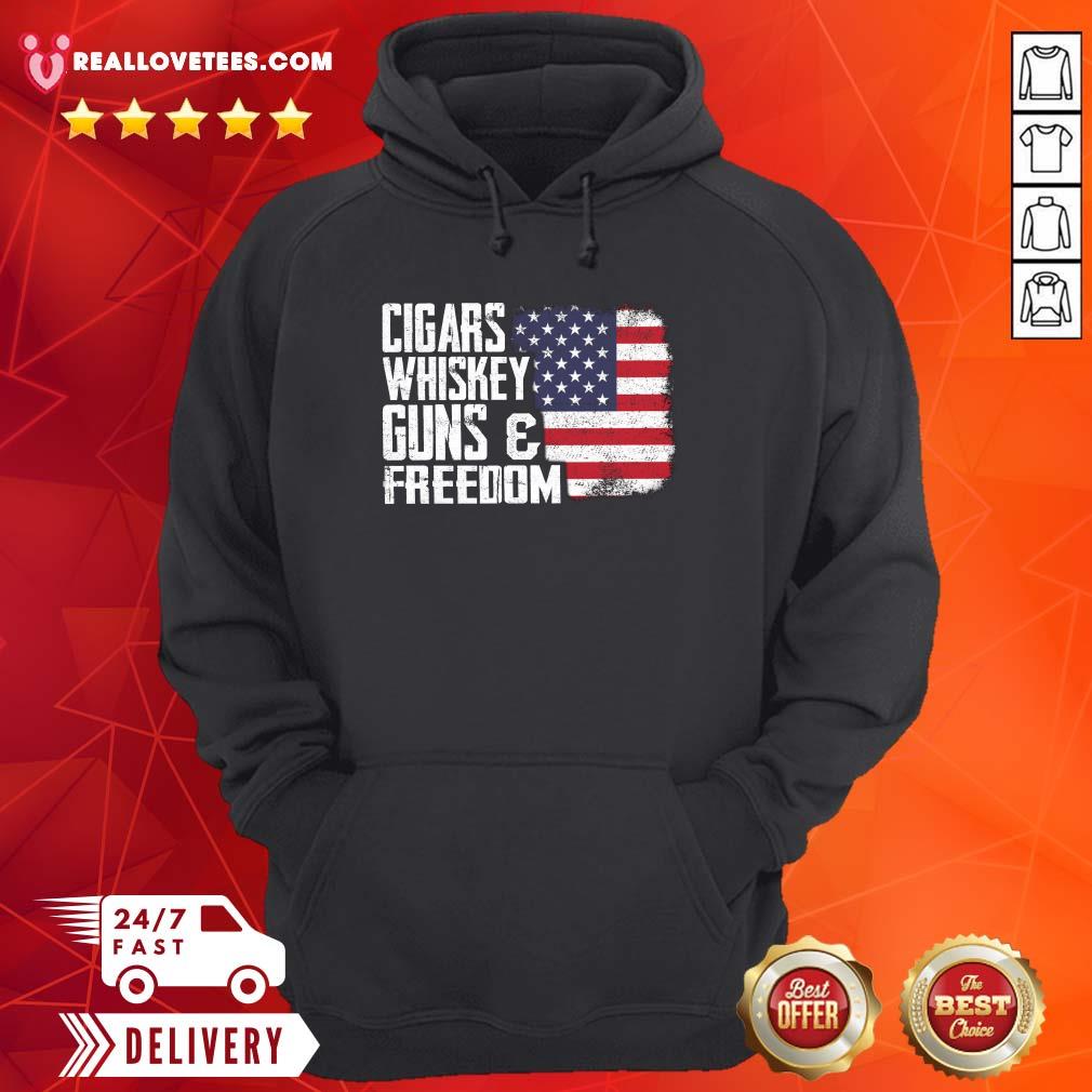 Fantastic Cigars Whiskey Guns And Freedom American Flag Shirt - Image 4