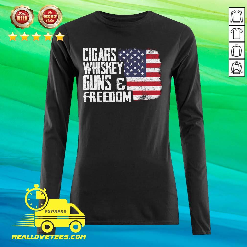 Fantastic Cigars Whiskey Guns And Freedom American Flag Shirt - Image 2