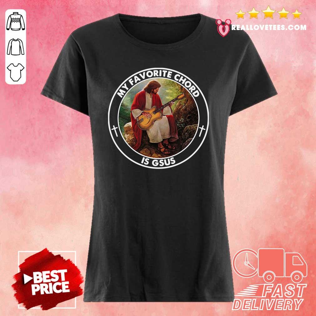 Funny Jesus Playing Guitar My Favorite Chord Is Gsus Shirt - Image 3
