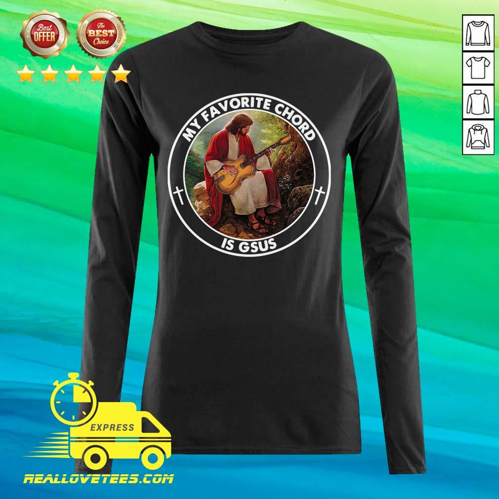 Funny Jesus Playing Guitar My Favorite Chord Is Gsus Shirt - Image 2