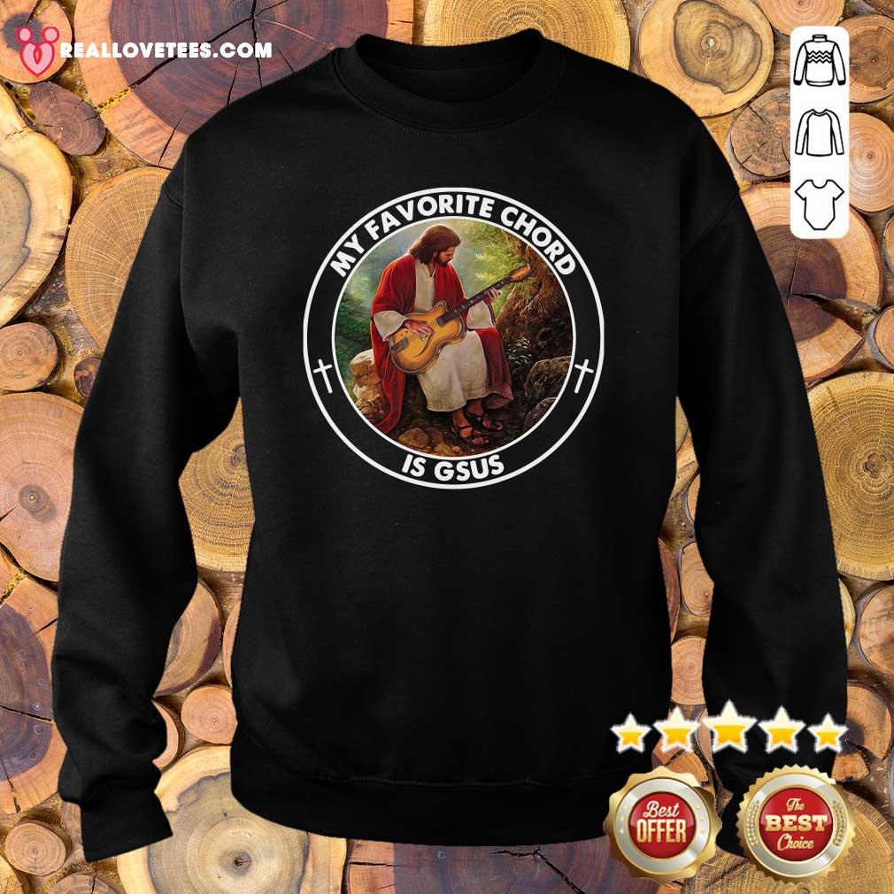 Funny Jesus Playing Guitar My Favorite Chord Is Gsus Shirt - Image 5