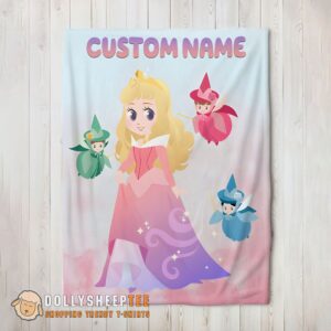Perfect Disney Chibi Aurora Sleeping Beauty Pastel-Colored Blanket Fleece Customized Blanket