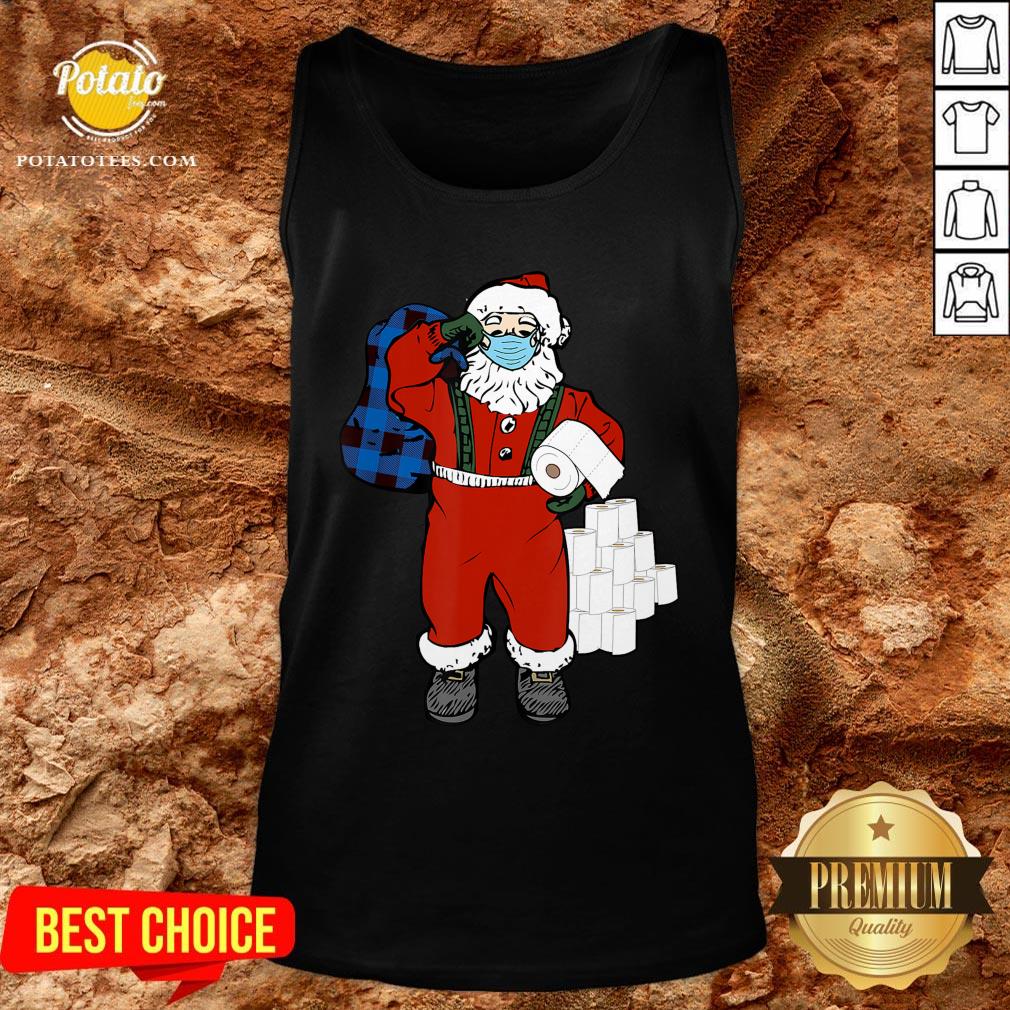 Hot Santa With Face Mask And Toilet Paper Christmas Shirt - Image 3