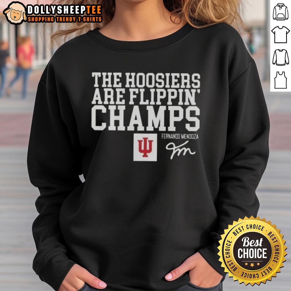 Original Fernando Mendoza Indiana Hoosiers Are Flippin' Champs Signature T-Shirt - Image 5