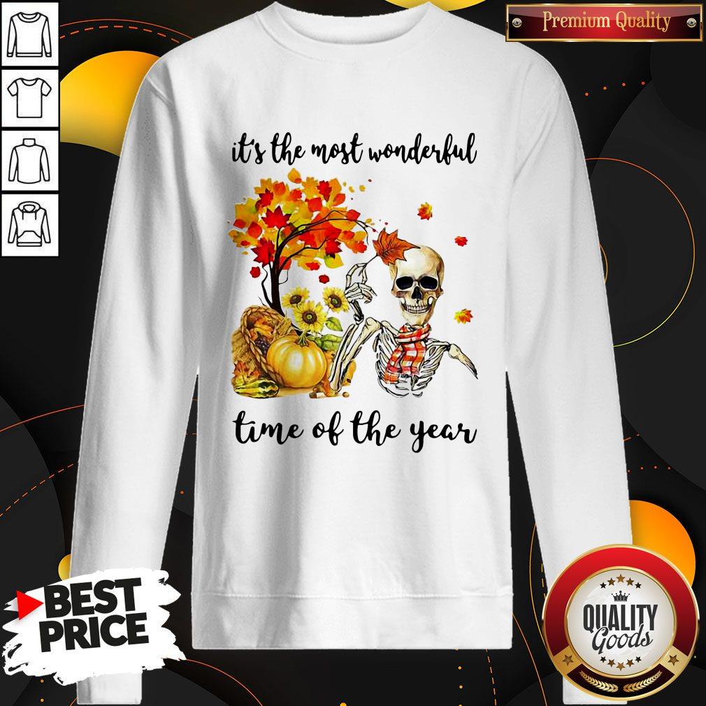 Cute It's The Most Wonderful Skull Pumpkin Autumn Shirt - Image 4