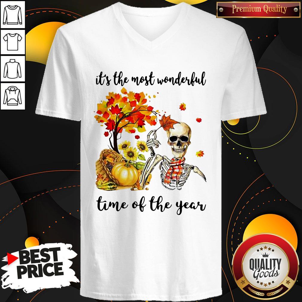 Cute It's The Most Wonderful Skull Pumpkin Autumn Shirt - Image 2