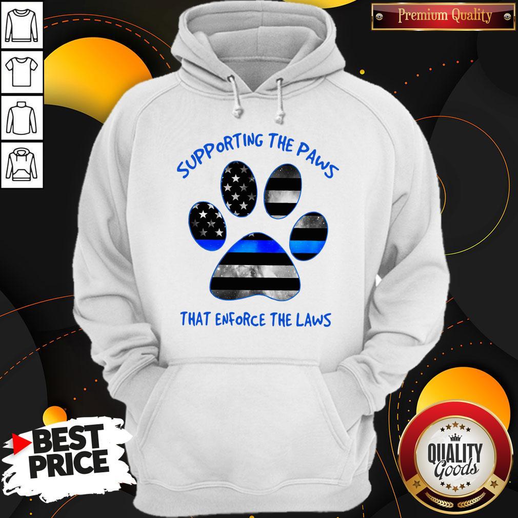 Dog Paw Supporting The Paws That Enforce The Laws American Flag Shirt - Image 5