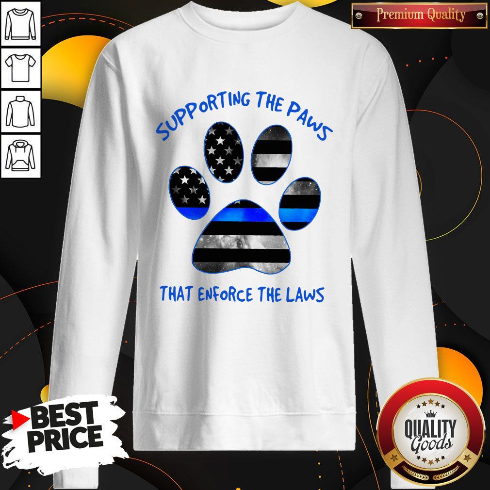 Dog Paw Supporting The Paws That Enforce The Laws American Flag Shirt - Image 4