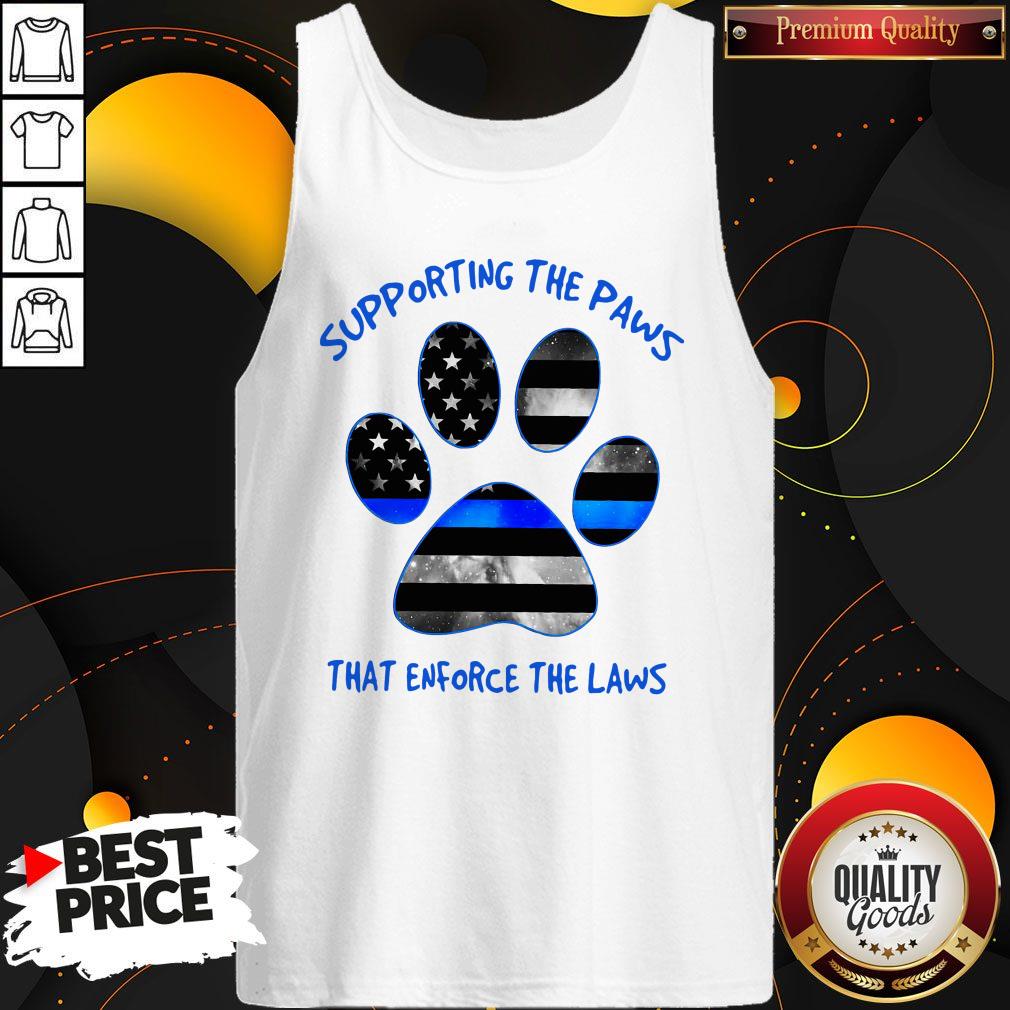 Dog Paw Supporting The Paws That Enforce The Laws American Flag Shirt - Image 3