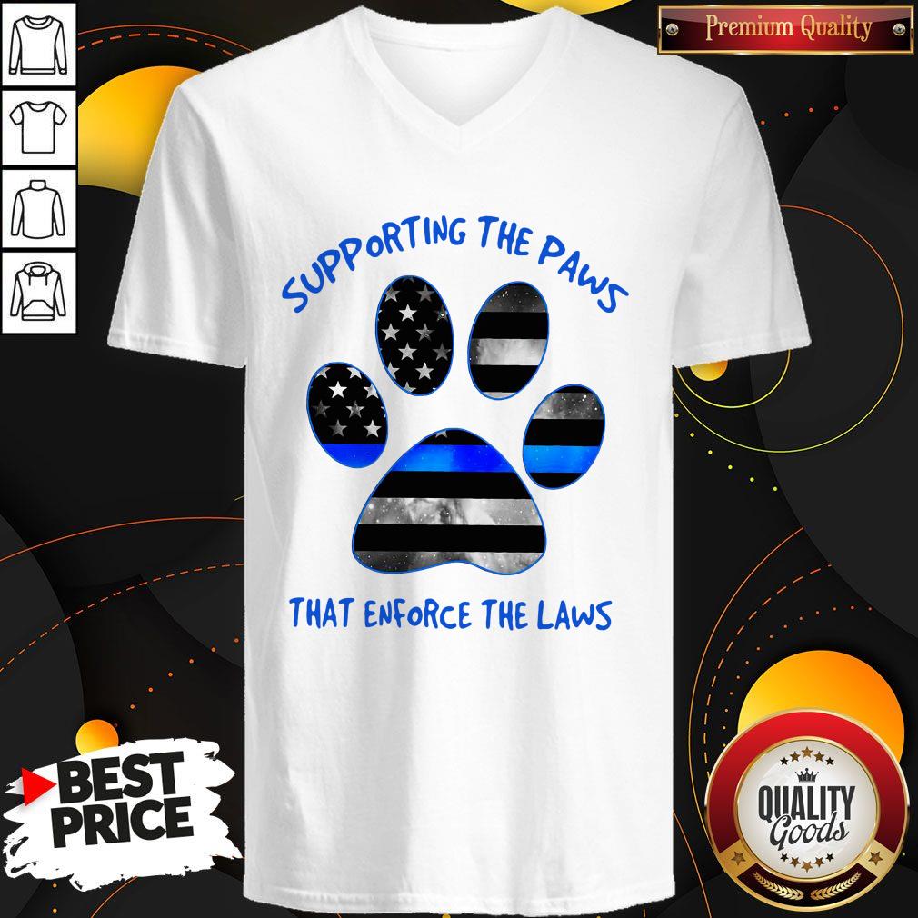 Dog Paw Supporting The Paws That Enforce The Laws American Flag Shirt - Image 2