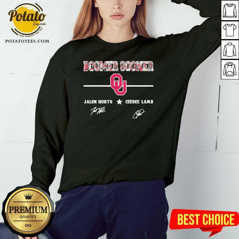 Funny Oklahoma Sooners Jalen Hurts And Ceedee Lamb Signatures Shirt - Image 4