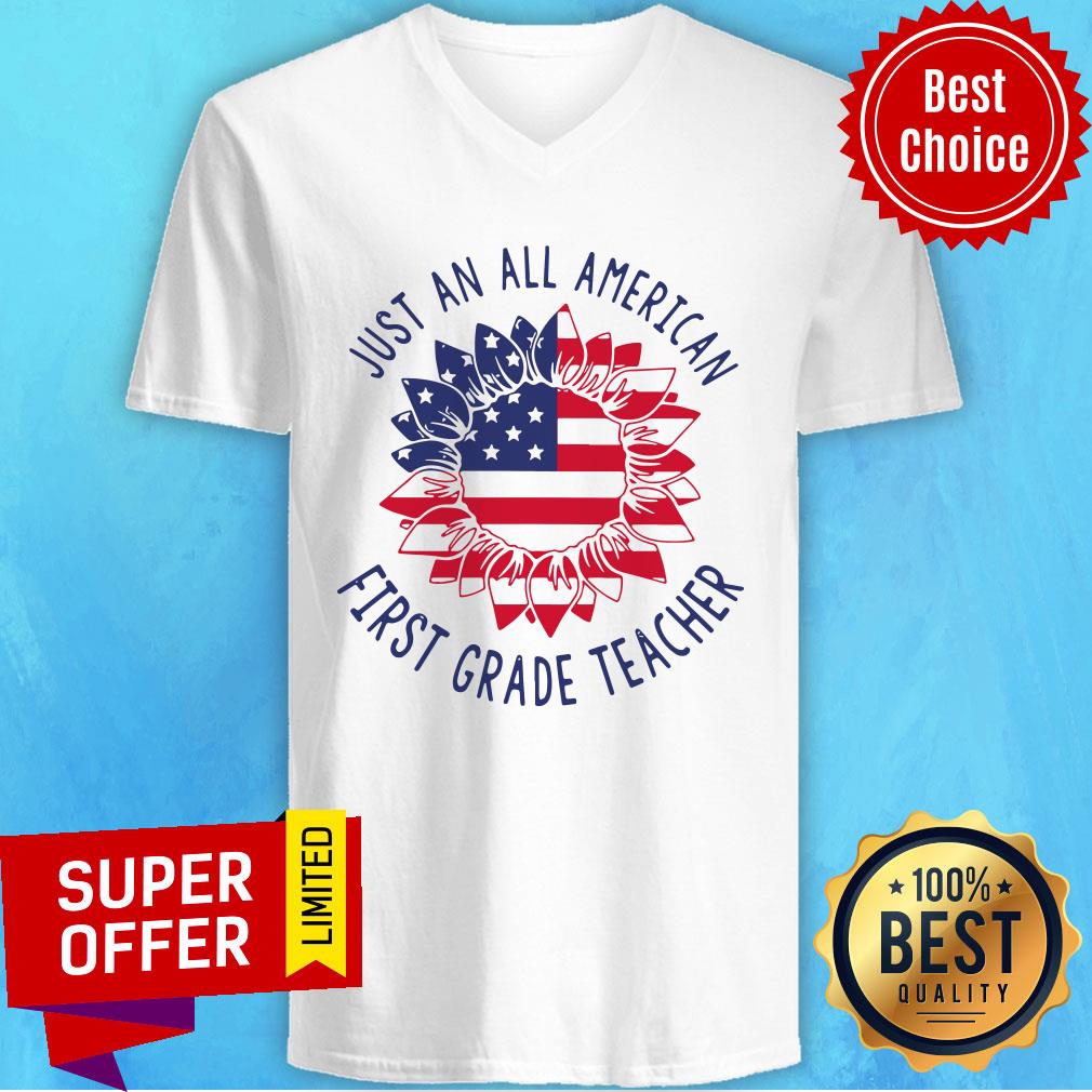 Top First Grade Teacher Just An All American Shirt - Image 4