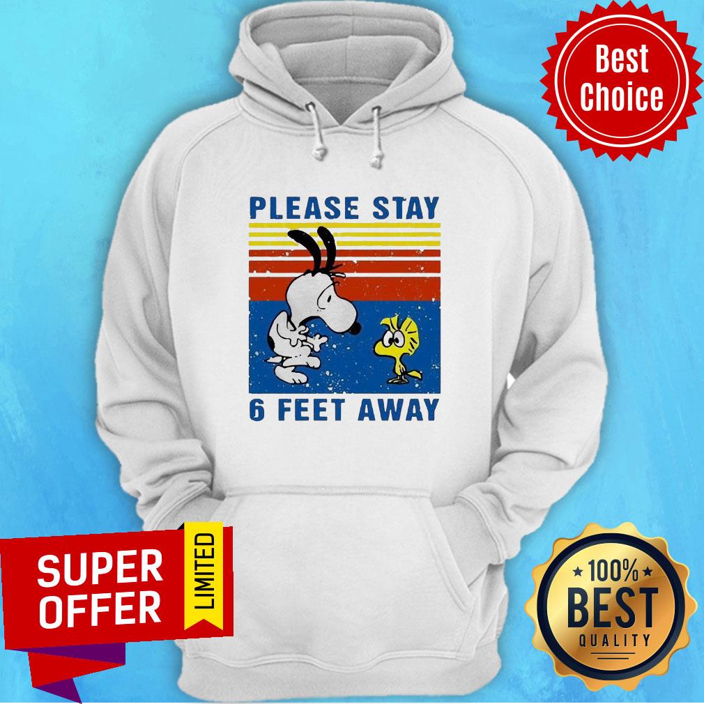 Awesome Snoopy And Woodstock Please Stay 6 Feet Away Vintage Shirt - Image 2