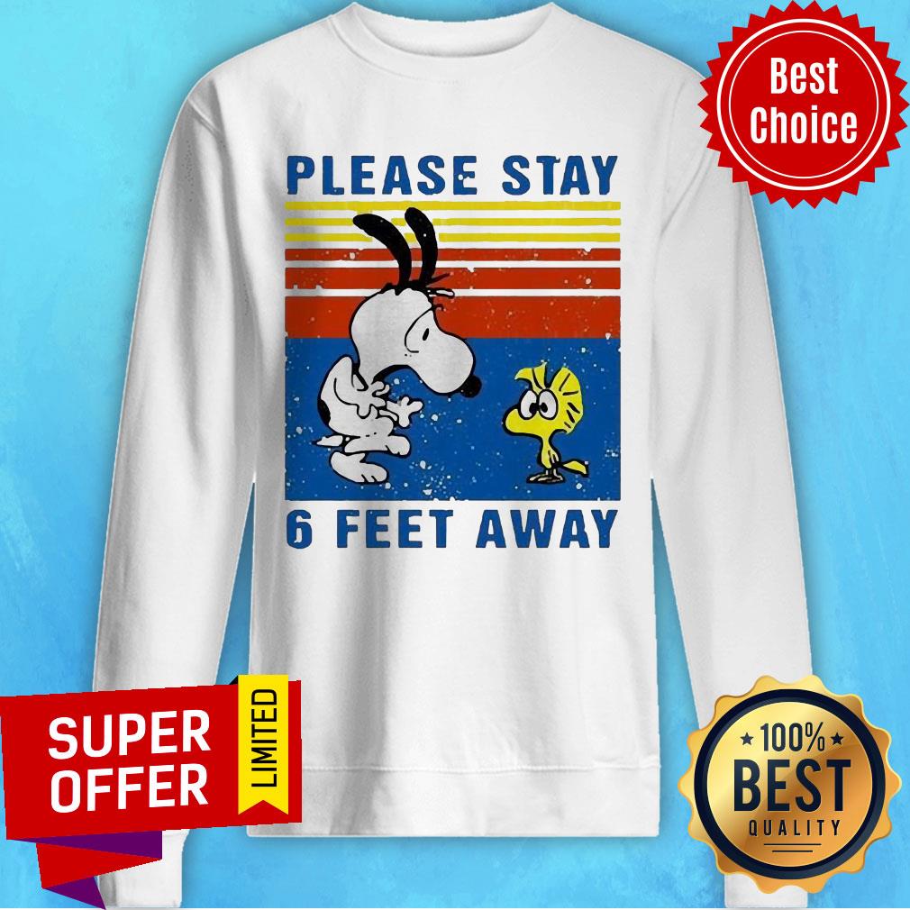 Awesome Snoopy And Woodstock Please Stay 6 Feet Away Vintage Shirt - Image 5