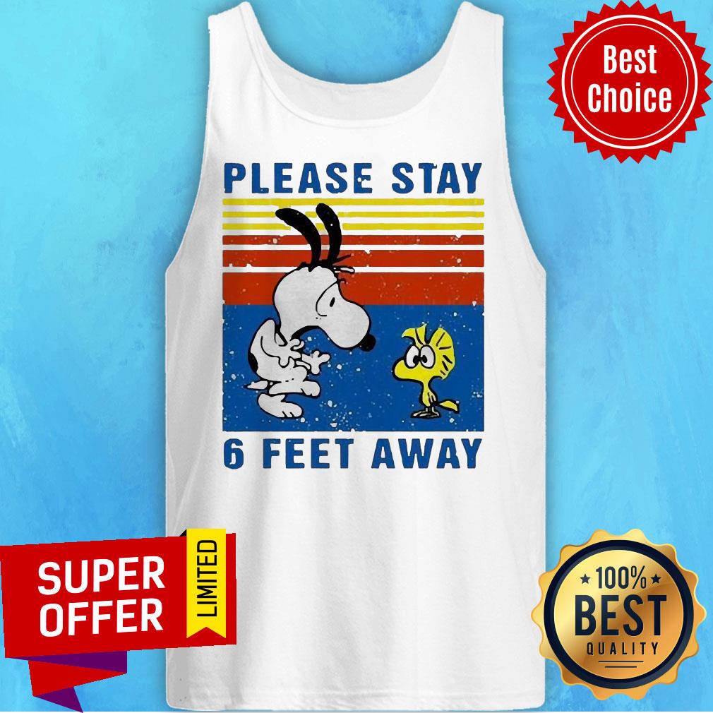Awesome Snoopy And Woodstock Please Stay 6 Feet Away Vintage Shirt - Image 4