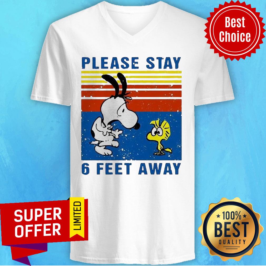 Awesome Snoopy And Woodstock Please Stay 6 Feet Away Vintage Shirt - Image 3