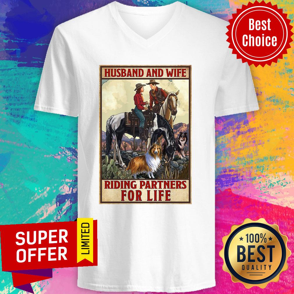 Awesome Husband And Wife Riding Partners For Life Cowgirl Shirt - Image 3