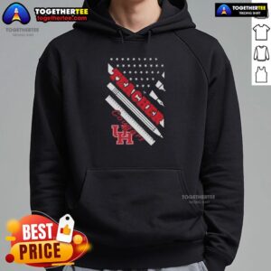 Alternative view of Premium Houston Cougars X Teacher American Flag T-Shirt