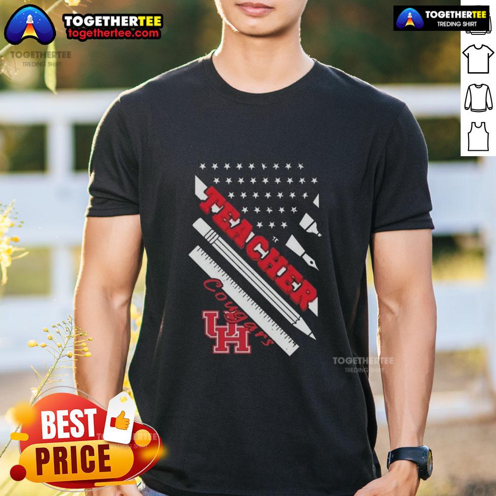 Premium Houston Cougars X Teacher American Flag T-Shirt